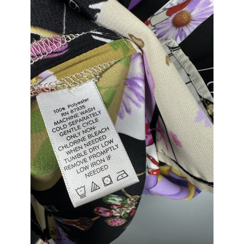 Susan Graver XL Womens Top Button Short Sleeve Girly Makeup Patch Design Colors - Picture 11 of 13